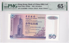 Hong Kong, 50 Dollars, 1994, UNC, p330a
PMG 65 EPQ, Bank of China
Estimate: USD 40 - 80