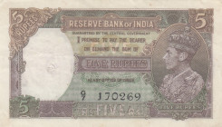 India, 5 Rupees, 1937, VF(+), p18a
Staple holes, Reserve Bank of India
Estimate: USD 50 - 100