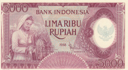 Indonesia, 5.000 Rupiah, 1958, UNC, p64
Bank Indonesia
Estimate: USD 75 - 150
