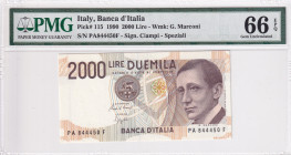 Italy, 2.000 Lire, 1990, UNC, p115
PMG 66 EPQ
Estimate: USD 30 - 60