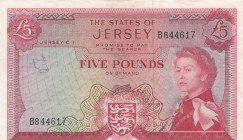 Jersey, 5 Pounds, 1963, XF(-), p9b
Queen Elizabeth II. Potrait, There are stains and pen writing
Estimate: USD 50 - 100