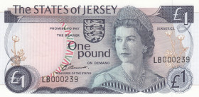 Jersey, 1 Pound, 1976/1988, UNC, p11a
Queen Elizabeth II. Potrait
Estimate: USD 20 - 40