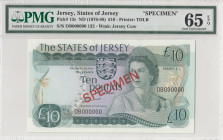 Jersey, 10 Pounds, 1976/1988, UNC, p13s, SPECIMEN
PMG 65 EPQ, Queen Elizabeth II. Potrait
Estimate: USD 50 - 100