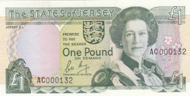 Jersey, 1 Pound, 1989, UNC, p15a
Queen Elizabeth II. Potrait, Low Serial Number
Estimate: USD 20 - 40