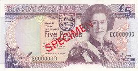 Jersey, 5 Pounds, 1993, UNC, p217s, SPECIMEN
Queen Elizabeth II. Potrait, The States of Jersey
Estimate: USD 20 - 40