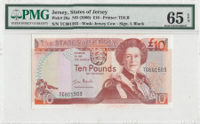 Jersey, 10 Pounds, 2000, UNC, p28a
PMG 65 EPQ, Queen Elizabeth II. Potrait
Estimate: USD 50 - 100