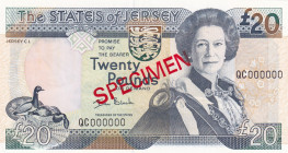 Jersey, 20 Pounds, 2000, UNC, p29s, SPECIMEN
Queen Elizabeth II. Potrait
Estimate: USD 35 - 70