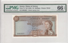Jersey, 10 Shillings, 1963, UNC, p7a
PMG 66 EPQ, States of Jersey
Estimate: USD 75 - 150
