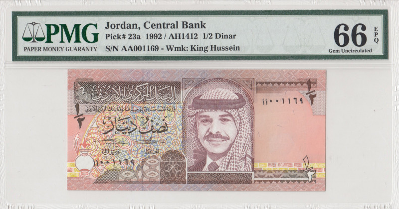 Jordan, 1/2 Dinar, 1992, UNC, p23a
PMG 66 EPQ
Estimate: USD 25 - 50