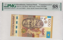 Kazakhstan, 1.000 Tenge, 2013, UNC, p44
PMG 68 EPQ, High Condition , Commemorative banknote
Estimate: USD 30 - 60