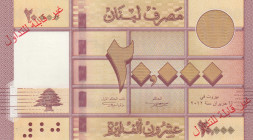 Lebanon, 20.000 Livres, 2012, UNC, p93as, SPECIMEN
Estimate: USD 35 - 70