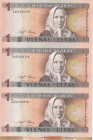 Lithuania, 1 Litas, 1994, UNC, p53a, (Total 3 banknotes)
In 3 blocks. Uncut sheet 
Estimate: USD 25 - 50