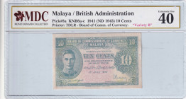 Malaya, 10 Cents, 1945, XF, p8a
MDC 40
Estimate: USD 20 - 40