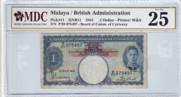 Malaya, 1 Dollar, 1941, VF, p11
MDC 25
Estimate: USD 50 - 100