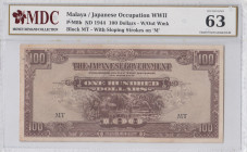 Malaya, 100 Dollars, 1944, UNC, pM8b
MDC 63, Japanese Occupation WWII
Estimate: USD 20 - 40