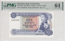 Mauritius, 5 Rupees, 1967, UNC, p30c
PMG 64
Estimate: USD 40 - 80