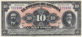 Mexico, 10 Pesos, 1913, UNC, pS1073
Estado de Sonora, Hermosillo, Light stained
Estimate: USD 30 - 60