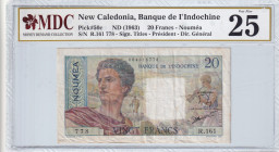 New Caledonia, 20 Francs, 1963, VF, p50c
MDC 25, Banque De L `Indochine
Estimate: USD 30 - 60