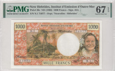 New Hebrides, 1.000 Francs, 1980, UNC, p20c
PMG 67 EPQ, High condition 
Estimate: USD 75 - 150
