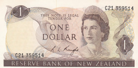 New Zealand, 1 Dollar, 1967/1981, UNC, p163c
Queen Elizabeth II. Potrait, Light stained
Estimate: USD 20 - 40