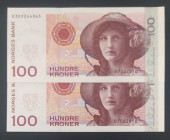 Norway, 100 Kroner, 2010, UNC, p49e, (Total 2 consecutive banknotes)
Estimate: USD 30 - 60