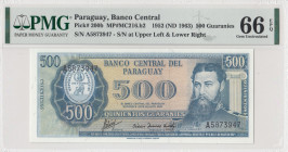 Paraguay, 500 Guaranies, 1963, UNC, p200b
PMG 66 EPQ
Estimate: USD 225 - 450