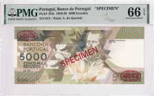Portugal, 5.000 Escudos, 1988/1993, UNC, p184s, SPECIMEN
PMG 66 EPQ, Banco de Portugal
Estimate: USD 450 - 900