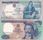 Portugal, 100 Escudos, 1965/1981, p169; p178, (Total 2 banknotes)
p169, AUNC; p178, VF(+)
Estimate: USD 20 - 40