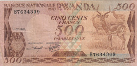 Rwanda, 500 Francs, 1981, VF, p16a
Stained
Estimate: USD 20 - 40