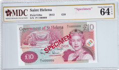 Saint Helena, 10 Pounds, 2012, UNC, p12bs, SPECIMEN
MDC 64 GPQ
Estimate: USD 50 - 100