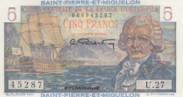 Saint Pierre & Miquelon, 5 Francs, 1950/1960, UNC, p22
Caisse Centrale de la France d'Outre-Mer
Estimate: USD 50 - 100