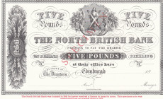 Scotland, 5 Pounds, 1972, UNC, SPECIMEN
The North British Bank, Test Note 
Estimate: USD 100 - 200