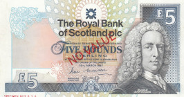 Scotland, 5 Pounds, 1987, UNC, p347a, SPECIMEN
Estimate: USD 250 - 500