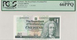Scotland, 1 Pound, 2001, UNC, p351e
PCGS 66 PPQ
Estimate: USD 25 - 50