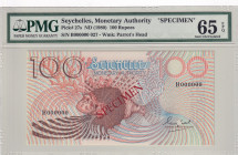 Seychelles, 100 Rupees, 1980, UNC, p27s, SPECIMEN
PMG 65 EPQ, Seychelles Monetary Authorıty
Estimate: USD 100 - 200