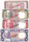 Sierra Leone, 50 Cents-1-2-5 Leones, 1979, UNC, SPECIMEN
(Total 4 banknotes), Collector Series, COA (Certificate of Authenticity) 002741
Estimate: U...