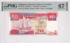 Singapore, 10 Dollars, 1988, UNC, p20
PMG 67 EPQ, High condition 
Estimate: USD 25 - 50