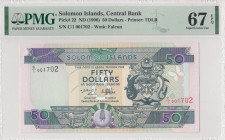 Solomon Islands, 50 Dollars, 1996, UNC, p22
PMG 67 EPQ, High condition 
Estimate: USD 50 - 100