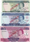Solomon Islands, 2-5-10 Dollars, 1979, UNC, p5-p7CS1, SPECIMEN
(Total 3 banknotes), Collector Series, COA (Certificate of Authenticity) 002805
Estim...