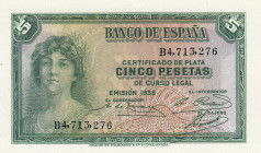 Spain, 5 Pesetas, 1935, UNC, p85a
Estimate: USD 20 - 40
