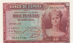 Spain, 10 Pesetas, 1935, UNC, p86a
Estimate: USD 20 - 40