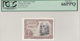Spain, 1 Peseta, 1953, UNC, p144a
PCGS 66 PPQ
Estimate: USD 25 - 50