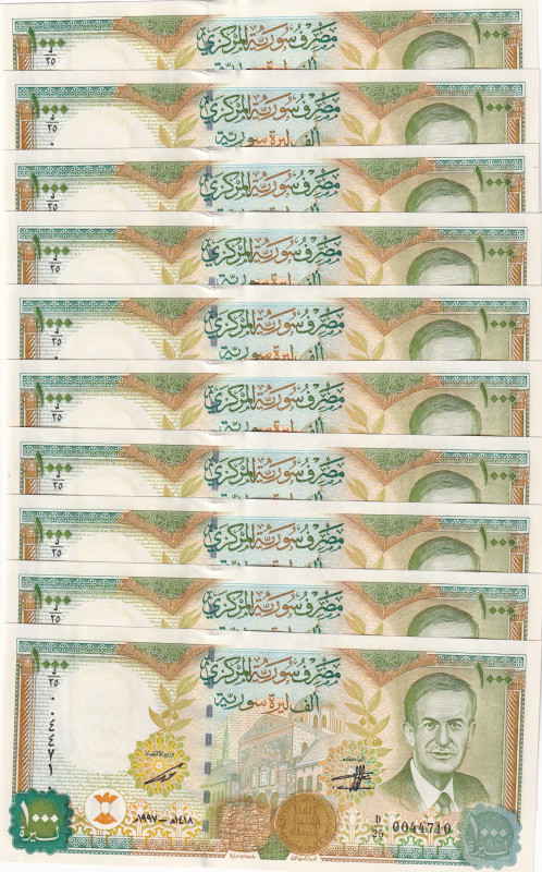 Syria, 1.000 Pounds, 1997, UNC, p111, (Total 10 consecutive banknotes)
Estimate...