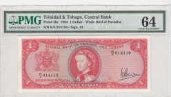 Trinidad & Tobago, 1 Dollar, 1964, UNC, p26c
PMG 64, Central Bank, Queen Elizabeth II. Potrait
Estimate: USD 150 - 300