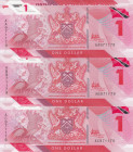 Trinidad & Tobago, 1 Dollar, 2020, UNC, p60, (Total 3 banknotes)
Triple serial number, Polymer
Estimate: USD 20 - 40