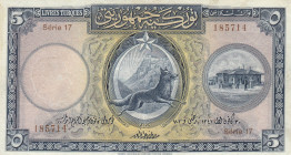 Turkey, 5 Lira, 1927, VF(+), p120, 1. Emission
Estimate: USD 500 - 1000