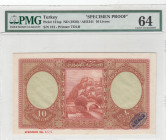 Turkey, 10 Livres, 1926, UNC, p121sp, SPECIMEN PROOF
PMG 64
Estimate: USD 1000 - 2000