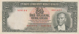Turkey, 2 1/2 Lira, 1939, XF(-), p126, 2.Emission
Lightly stained, natural
Estimate: USD 75 - 150