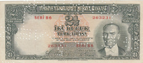 Turkey, 2 1/2 Lira, 1939, VF(+), p126, 2.Emission
Canceled, Stained
Estimate: USD 60 - 120