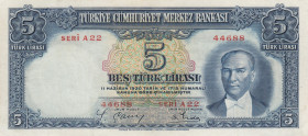 Turkey, 5 Lira, 1937, XF, p127, 2.Emission
Central Bank
Estimate: USD 700 - 1400